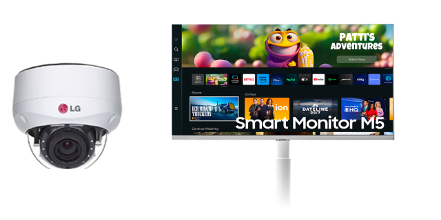 LG CCTV 카메라와 삼성 스마트 모니터 M5