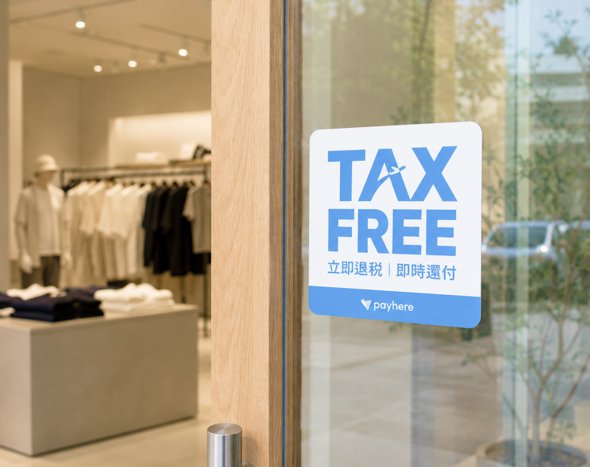 성수동 편집샵 입구에 Tax Free 홍보물이 부착된 매장 전경